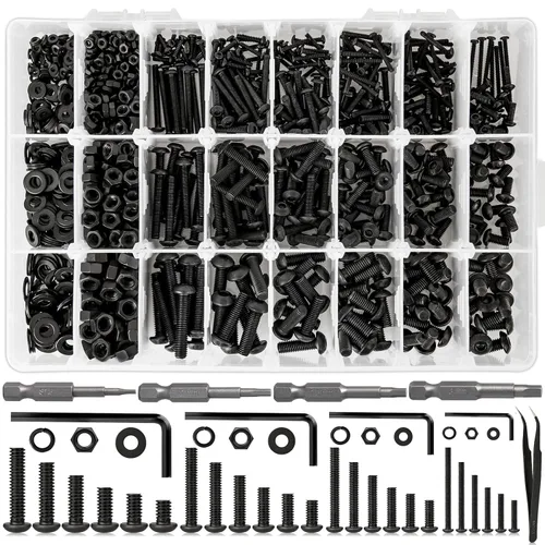 Vista 18 de Juego de 2410 piezas de tuercas y pernos M2 M3 M4 M5, pernos métricos de cabeza hexagonal con botón de 4 mm a 20 mm, pernos y tuercas de acero