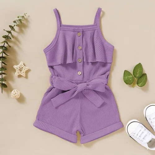 Vista 2 de Ropa de niña para bebé, ropa sin mangas, lindo halter mameluco de una sola pieza, conjunto de ropa de verano 1-5T