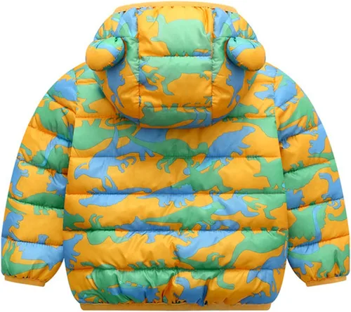 Vista 2 de Boy Girl Hooded Down Coats Toddler Winter Snowsuit Kids Warm Cute Cartoon Outwear with Bear Hoods Puffer Padded Jackets A002