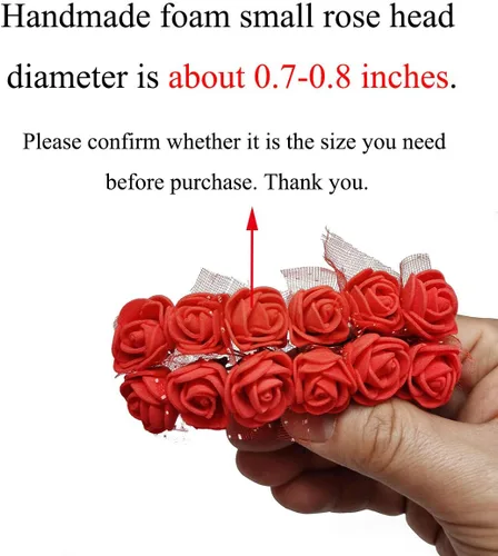 Vista 3 de Mini cabezas de rosas falsas, 144 piezas de rosas artificiales de espuma, accesorios de flores de boda, clips para el cabello de novia, diademas