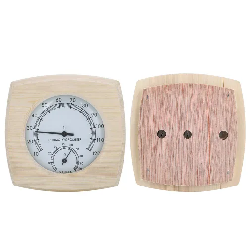 Vista 7 de Wood Hygrometer, Decorative Indoor Thermometer with Bold Black Pointer and Clear Dial, for Sauna Room Bathroom