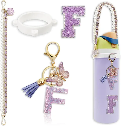 Vista 74 de Letter Handle Strap Accessories with Cute Initial Charm Compatible with Owala Water Bottle 24oz 32oz 40oz Owala Kids