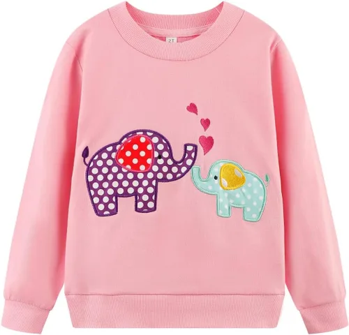 Vista 102 de Sudaderas para niñas pequeñas, cuello redondo, sin botones, de manga larga, para invierno, casual, ropa 2T-7T, Dinosaurio