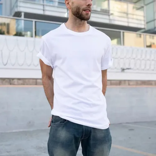 Vista 4 de Camisetas blancas con cuello redondo para hombre