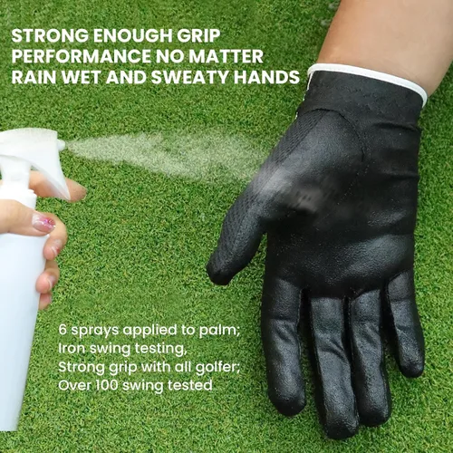 Vista 4 de FINGER TEN Guantes de golf para hombre para golfista diestro o zurdo, agarre para lluvia, valor 2 unidades, guante de golf para mano izquierda