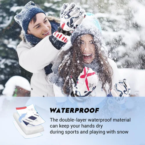 Vista 5 de ATERCEL Ski Gloves Men Women Waterproof, 2022 Updated Touchscreen Snow Gloves, Snowboard Gloves for Cold Weather