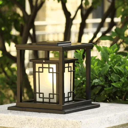 Vista 2 de Luces de poste al aire libre, poste de puerta de villa, luz de pared cuadrada para exteriores, moderna, minimalista, impermeable, luz de poste