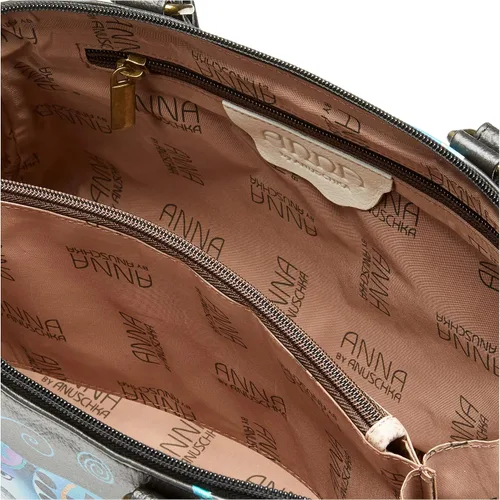 Vista 5 de Anna by Anuschka Womens Genuine Leather Wide Organizer Satchel - Hand Painted Original Artwork