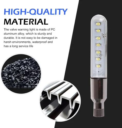 Vista 2 de 2 luces de vástago de válvula de neumático de bicicleta, IP55 impermeables, múltiples patrones de luz intermitente de radios de bicicleta