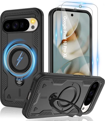 Vista 115 de Gritup fro Funda para Google Pixel 9A, funda protectora magnética de grado militar compatible con Mag-Safe, 2 protectores de pantalla HD, soporte