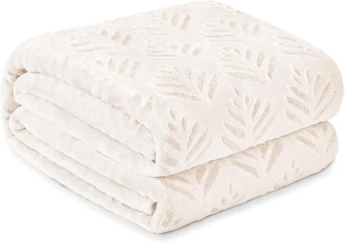 Vista 17 de Exclusivo Mezcla Manta de Vellón Tamaño King para Cama, Mantas Súper Suaves y Acogedoras para Uso Durante Todas las Estaciones, Patrón de Hojas