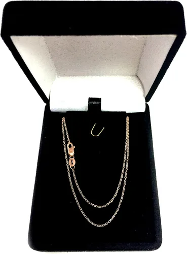 Vista 4 de Jewelry Affairs 14k Rose Gold Cable Link Chain Necklace, 0.8mm