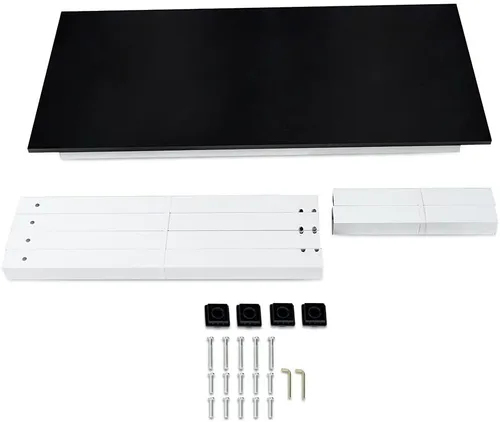 Vista 4 de G-PLUS Escritorio para computadora, mesa de trabajo resistente para oficina en casa, mesa de estudio de juegos simple de estilo moderno en blanco