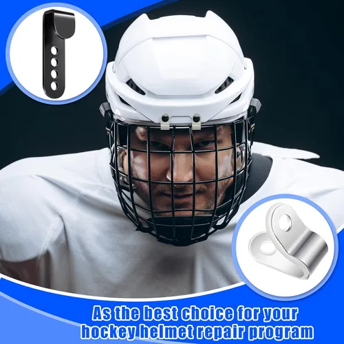 Vista 5 de Kit de reparación de casco de hockey de 33 piezas, kit de reparación de casco de fútbol, incluye clips en J en forma de R, clips de visera