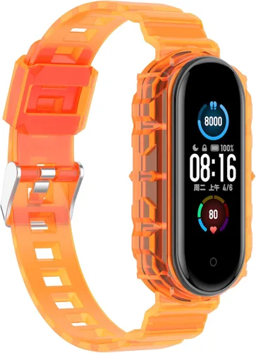 Vista 7 de Compatible con Xiaomi Mi Band 4/Mi Band 3 Band, correas de repuesto de silicona con funda de parachoques Compatible con accesorios Xiaomi Mi Band