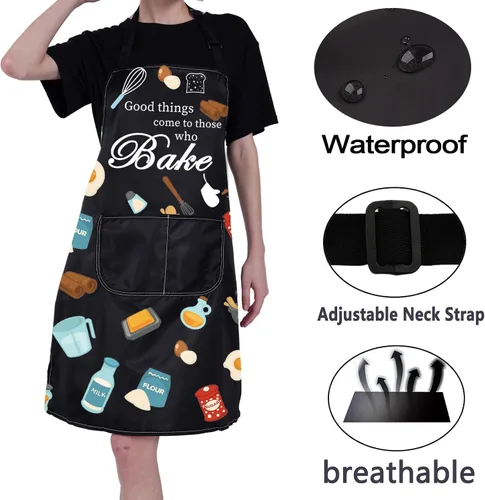 Vista 3 de CMNIM Delantales divertidos para mujeres y hombres, regalos para hornear para panaderos, delantal de cocina con bolsillo, regalos para amantes