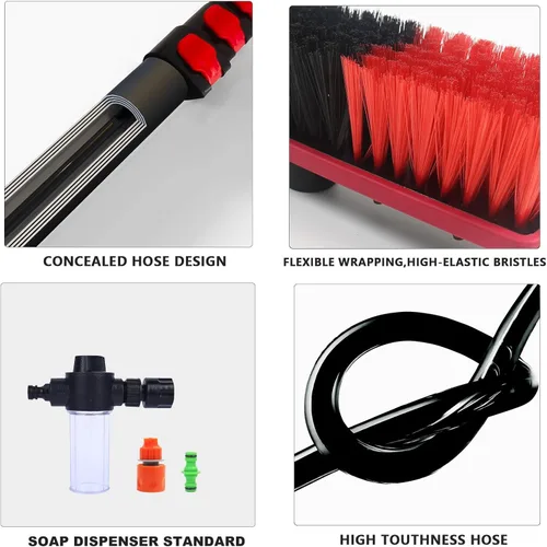 Vista 4 de Kit de cepillo de poste alimentado por agua de limpieza de ventanas con dispensador de jabón telescópico extensible panel solar herramienta de lavado