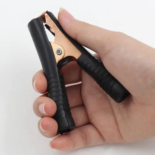 Vista 5 de 10 pinzas de cocodrilo aisladas de 100 A, abrazaderas eléctricas de cocodrilo resistentes, cable de repuesto de batería, clips de puente con resorte