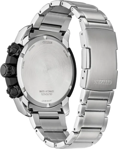 Vista 3 de Citizen Reloj Eco-Drive Brycen cronógrafo de acero inoxidable plateado, esfera blanca (modelo CA4188-81A), plateado