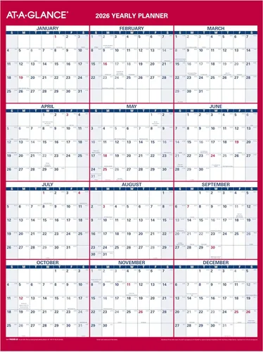 Vista 2 de AT-A-GLANCE Calendario borrable 2026, planificador de pared de borrado en seco, 12 x 16 pulgadas, pequeño, vertical-horizontal, reversible, compacto