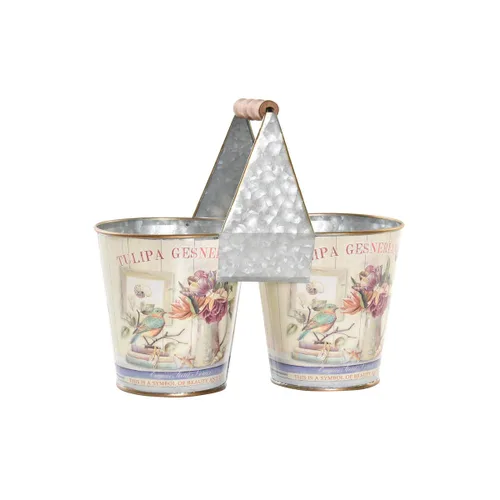 Vista 2 de Macetero DKD Home Decor Rosa Metal Shabby Chic 24 x 12 x 23 cm