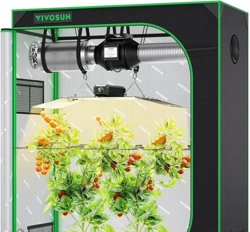 Vista 2 de VIVOSUN Kit de tienda de cultivo 2x4, sistema completo de cultivo controlado por WiFi con luz LED de espectro completo, ventilación automática