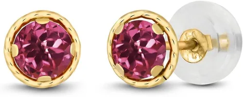 Vista 84 de Gem Stone King Aretes redondos de oro amarillo de 14 quilates con piedra natal Redondos de 0.157 in Aretes de oro para mujeres y hombres