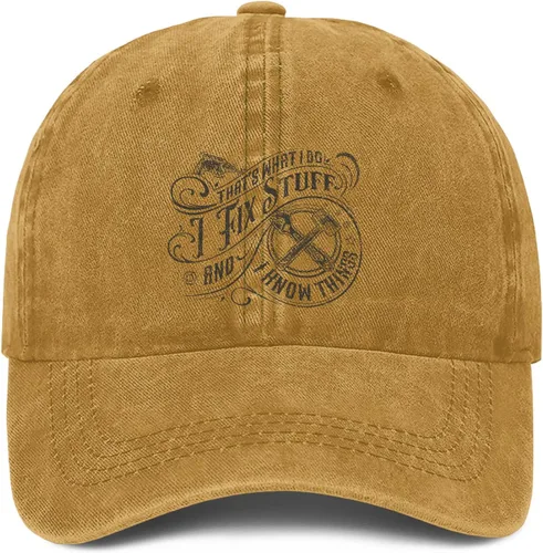 Vista 7 de I Fix Stuff and Know Things Sombrero para hombre, I Fix Things Hat, I Fix Stuff Hat, I Fix Things and I Know Stuff Hat 3 (negro)