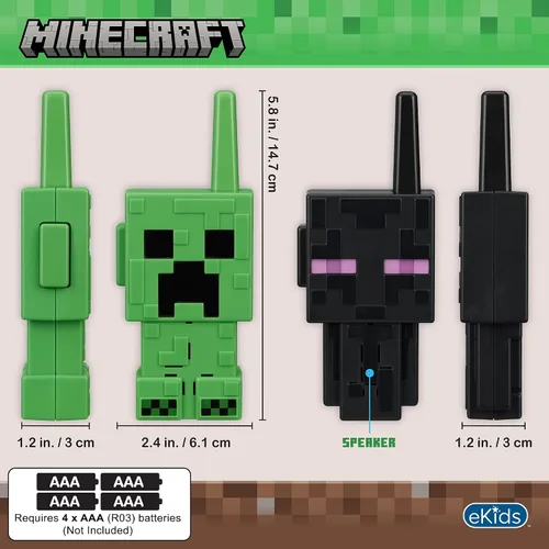 Vista 4 de eKids Minecraft Walkie Talkies para niños, juguetes de interior y exterior