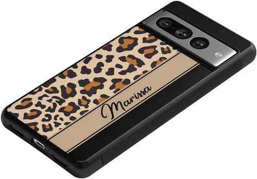 Vista 4 de Funda de goma negra personalizada de piel de leopardo marrón y negro compatible con Google Pixel 10, 10 Pro, 10 Pro XL, 9a, 9 Pro, Pixel 9, Pixel 9