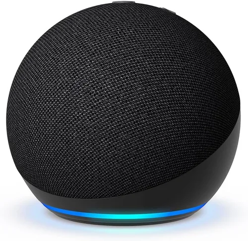 Vista 2 de Amazon Echo Dot: parlante Alexa con sonido vibrante, ideal para dormitorios, comedores y oficinas (carbón)