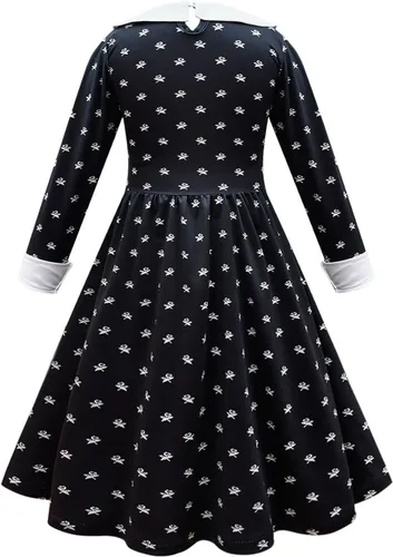 Vista 3 de YUEGOO Vestido de disfraz negro para niñas, disfraces de Halloween, vestido de fiesta de cosplay con accesorios de 3 a 12 años