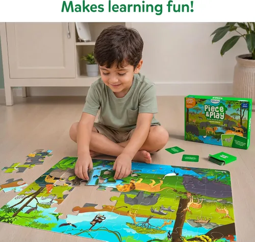 Vista 6 de Skillmatics Rompecabezas de suelo y juego - Piece & Play animales salvajes, rompecabezas y rompecabezas para niños pequeños, juguete educativo