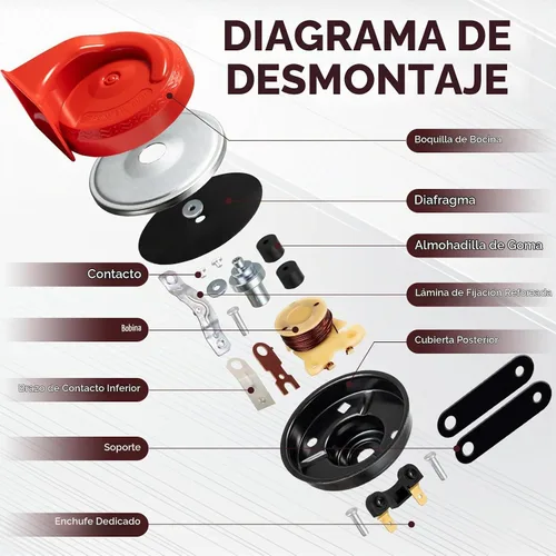 Vista 5 de FARBIN Bocinas universales de 12 V para automóvil, bocinas de vehículo ruidosas, kit de bocina de caracol de doble tono con arnés de relé