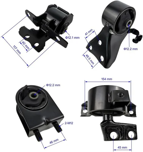 Vista 2 de 4 piezas de conjunto de soporte de motor y transmisión compatible con Mazda Protege 1.8L de 1999 2000 / Mazda Protege 2.0L de 2001 2002 2003