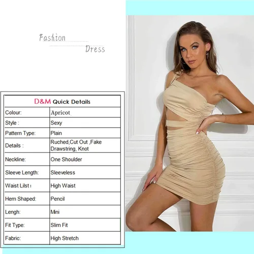 Vista 4 de DM Vestidos de fiesta de club con tirantes delgados y espalda descubierta sexy fruncido para mujer
