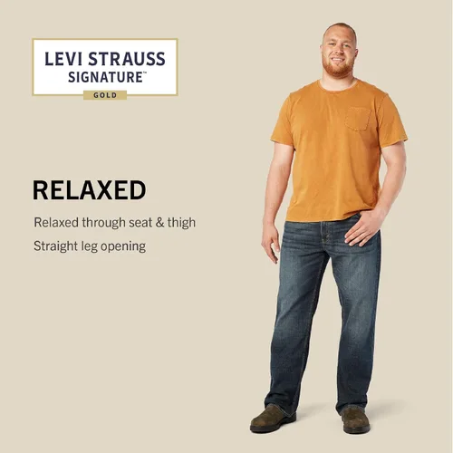 Vista 4 de Levi Strauss Signature Gold Pantalones de mezclilla Flex de ajuste relajado para hombre