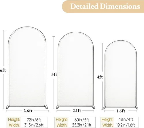 Vista 6 de Juego de 3 fundas elásticas para arco de arco iris de 6, 5, 4 pies, para arco de boda, juego de 3 fundas de elastano ajustadas, de tela azul