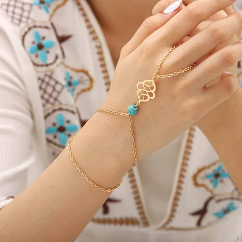 Vista 3 de Obmyec - Pulsera para mujer, diseño bohemio, color turquesa