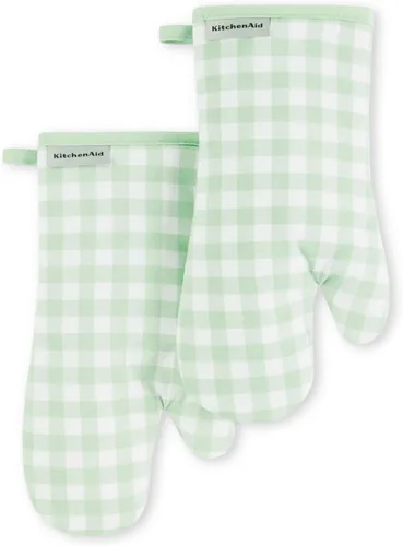 Vista 9 de KitchenAid Juego de 2 manoplas de horno Gingham Aqua Sky, 7 x 13 pulgadas