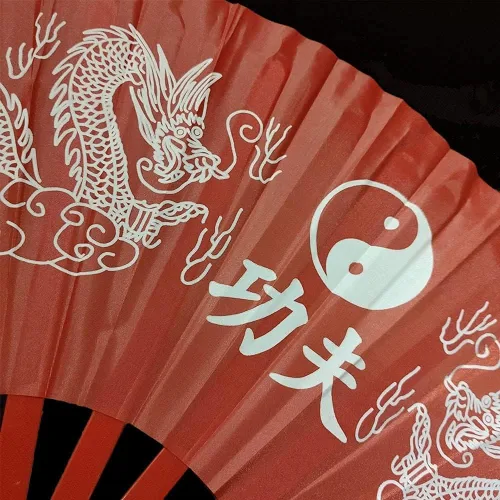 Vista 2 de ZUMAHA Ventilador de mano portátil de Kung Fu Dragon Ventilador plegable de plástico chino japonés ventilador de mano grande para baile de mano