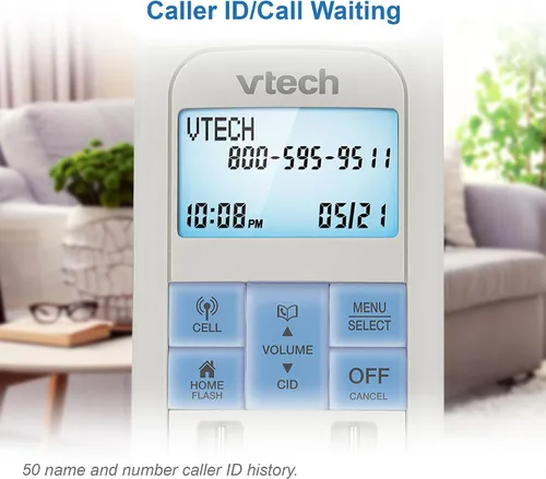 Vista 9 de VTech VS122 DECT 6.0 Teléfono inalámbrico de diseño retro con sistema de contestador, bloqueador inteligente de llamadas y conexión Bluetooth a