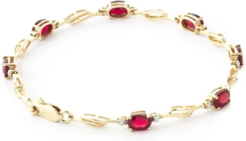 Vista 2 de Galaxy Gold GG Pulsera de tenis de oro amarillo macizo de 14 k Diamante rubí de 4.21 ct