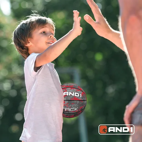 Vista 5 de Paquete de 3 juegos de mini baloncesto AND1 para niños (desinflada con bomba incluida): - Tamaño 3, balones de baloncesto premium para jóvenes de 7