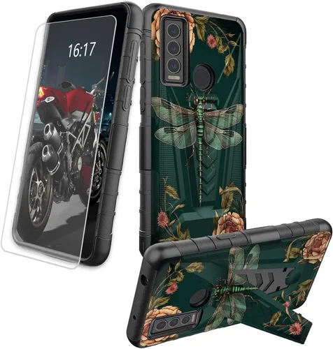 Vista 21 de Funda para AT&T Maestro Max 2021/Cricket Ovation 2 con protector de pantalla de vidrio templado, funda resistente con función atril integrada