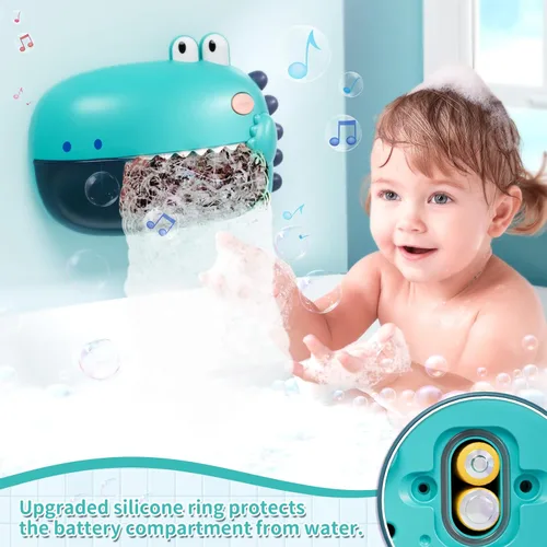 Vista 2 de Lehoo Castle Juguetes de baño para niños, máquina de burbujas de baño, juguetes de baño de dinosaurios para niños de 1 a 3 años