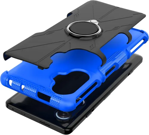Vista 4 de Funda compatible con Xiaomi Poco F3 GT, compatible con Redmi K40 Gaming Case Stand 2 en 1 Funda para teléfono azul