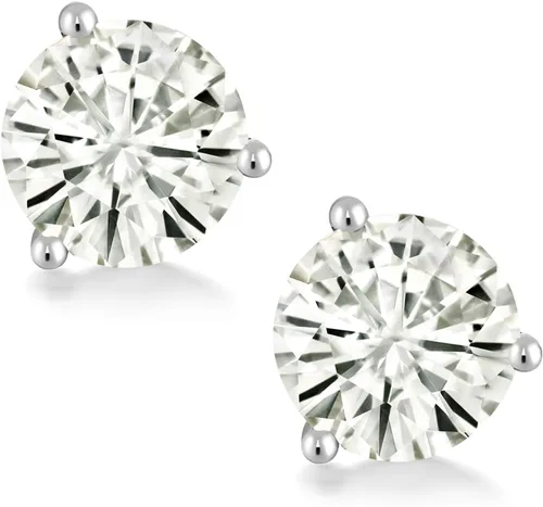 Vista 74 de Gem Stone King Aretes de oro de 14 quilates, 0.236 in, piedra natal redonda, Martini, 3 puntas, aretes de oro para mujer