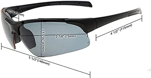 Vista 3 de Eyekepper TR90 Sports - Gafas de sol bifocales polarizadas de policarbonato sin montura, Lente negro y gris.