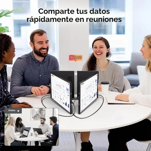 Vista 7 de Extensor de pantalla para laptop, monitor extensor de pantalla triple de 2.5 K, rotación de 360° Plug-Play múltiples pantallas para laptop Negro